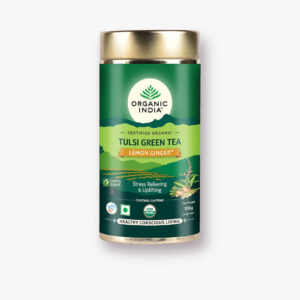 Organic India Tulsi Green Tea Lemon Ginger Tin 100gm
